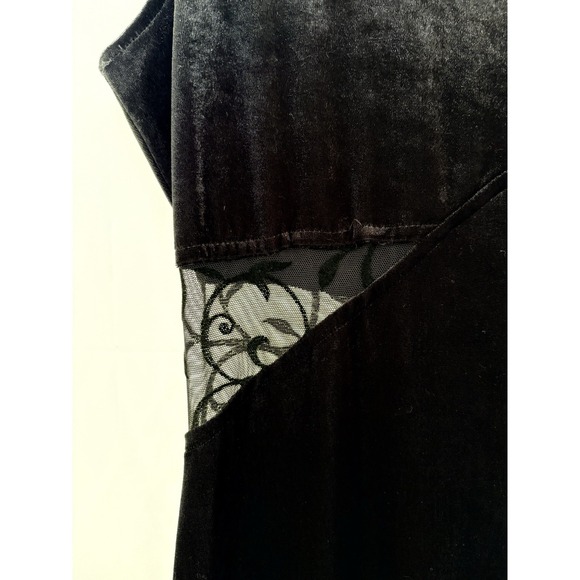 Vtg 90s All That Jazz Velvet Lace Holiday Peek-a-Boo Maxi Dress M Cutouts - Picture 5 of 11